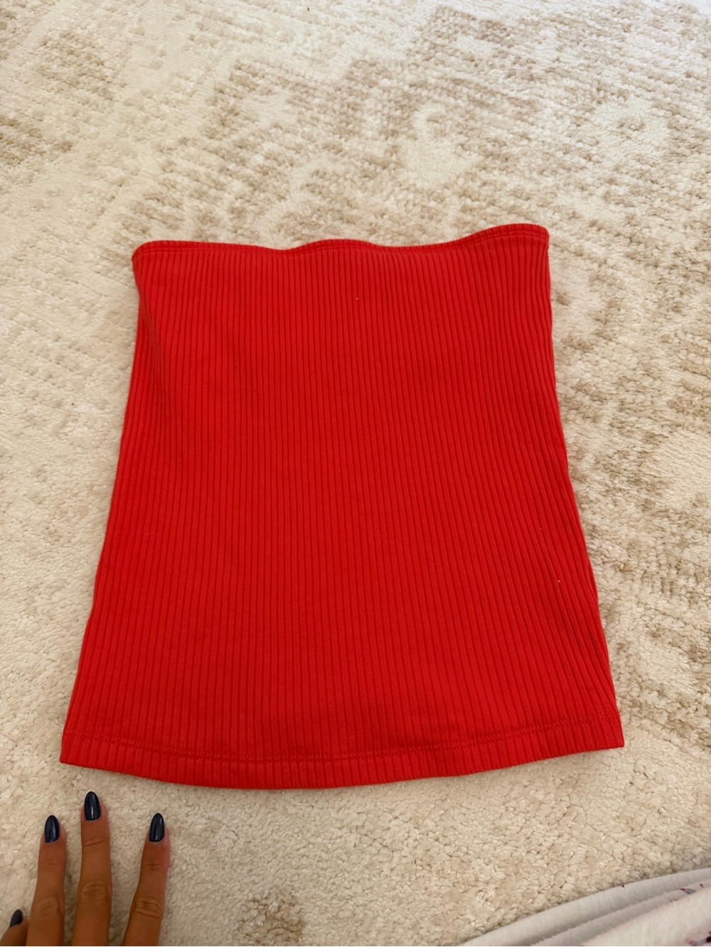 Old Navy Red Ribbed Tube Top